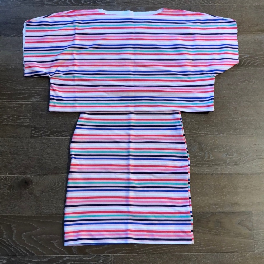 Handmade multi striped crop top and skirt